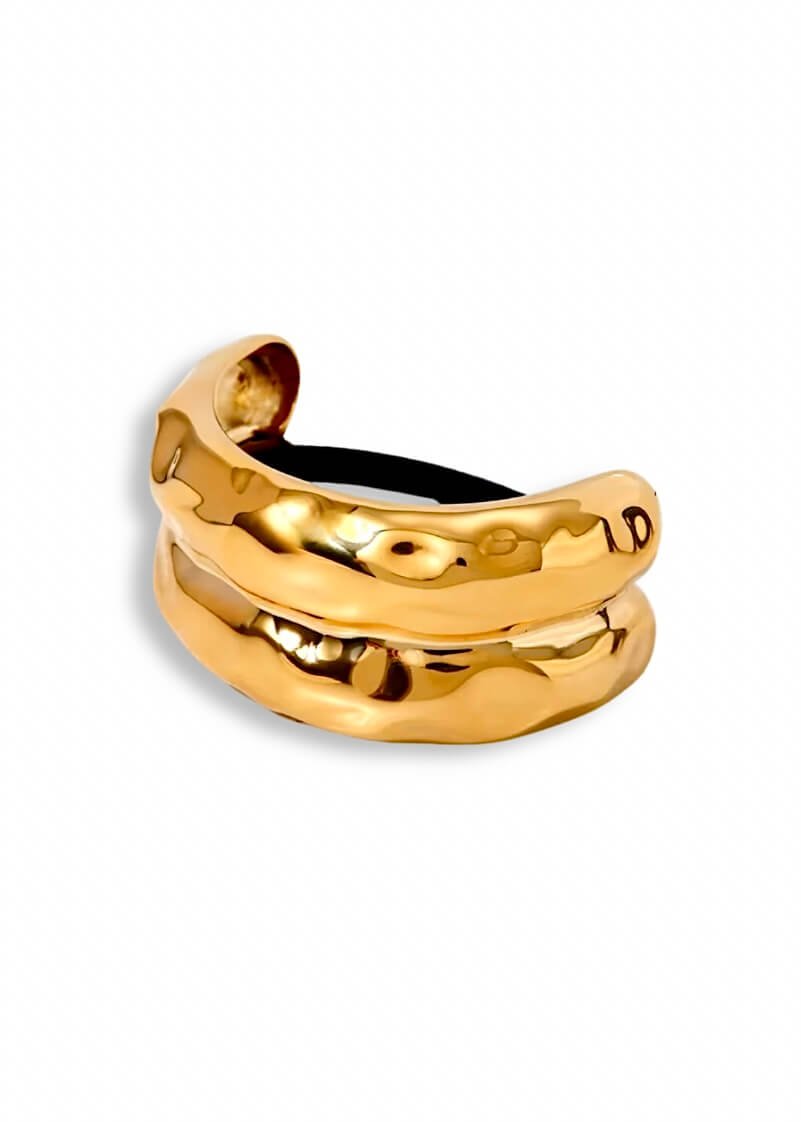 18K Gold Plated Hammered Double Pony Cuff
