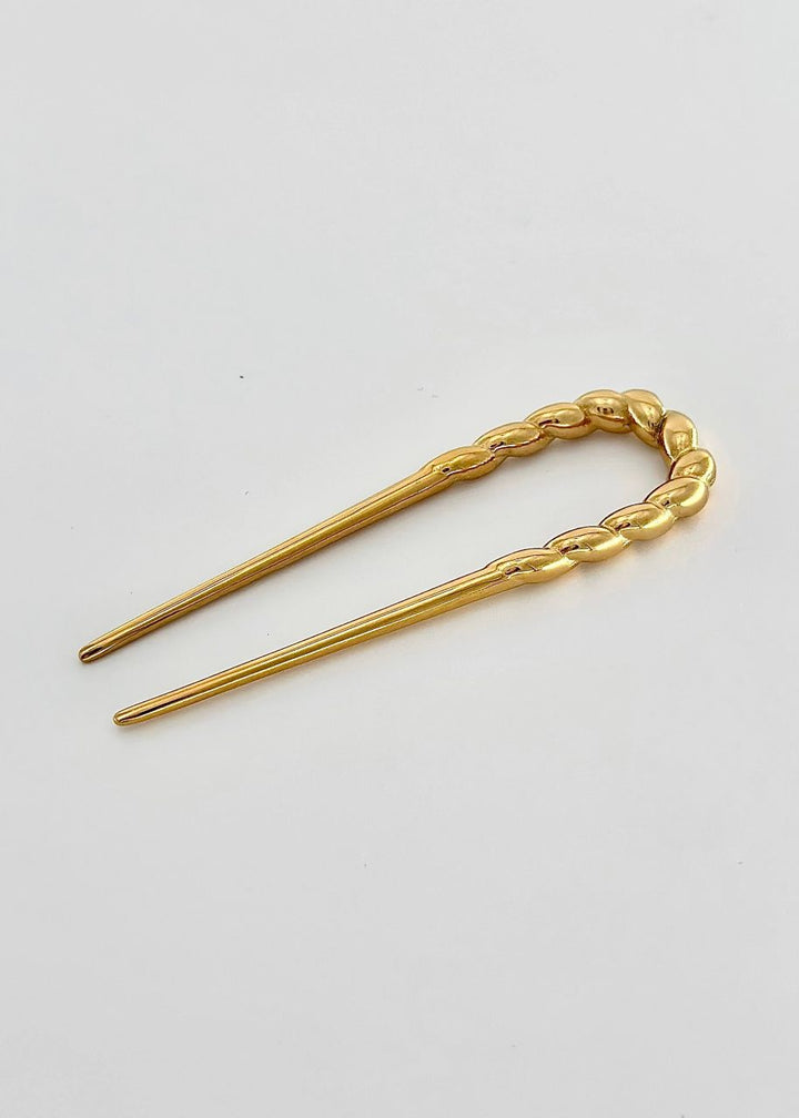 18K Gold Plated Twisted Hair Pin Fork