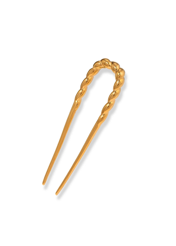 18K Gold Plated Twisted Hair Pin Fork