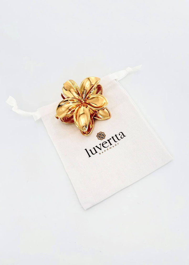 Gold Metal Lotus-Shaped Hair Claw