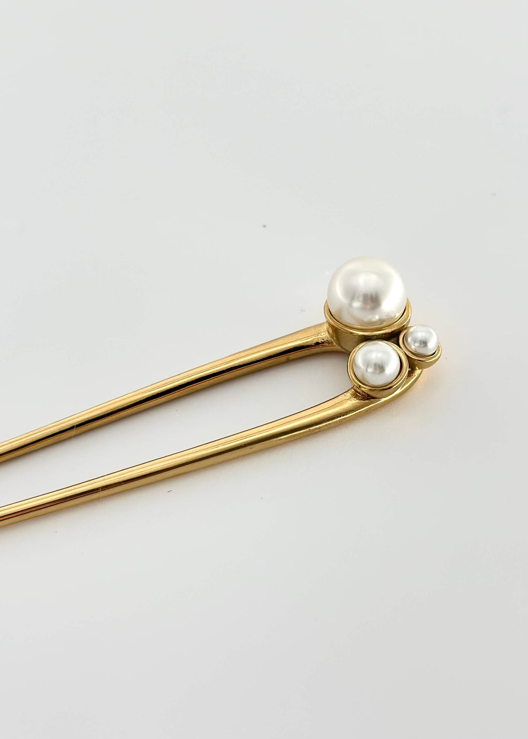 18K Gold Plated Pearl Hair Pin Fork