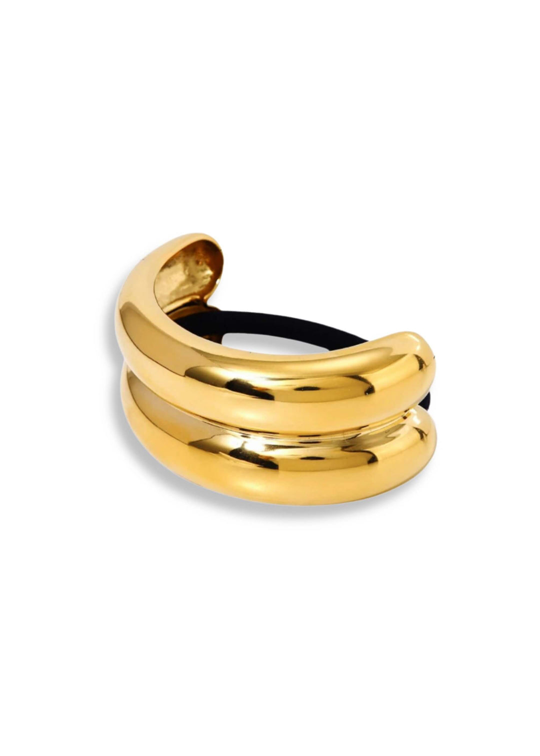 Large 18K gold plated hair cuff with a polished finish
