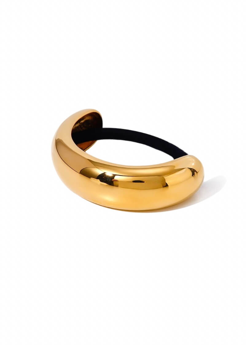 Small 18K gold plated hair cuff with a polished finish