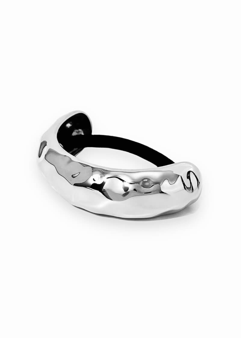 Medium Stainless steel hair cuff with a polished finish