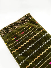 Green Embroidered Velvet Turban